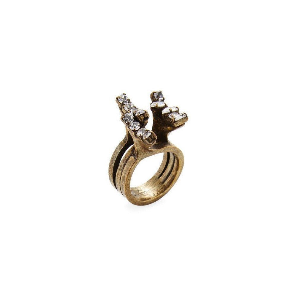 DANNIJO SPIKE Statement peach clear Brass Sz 6 NWOT $210